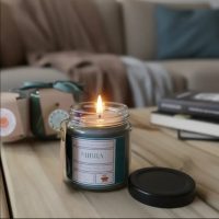 Vela cera de coco 7 chakras 
Color: azul